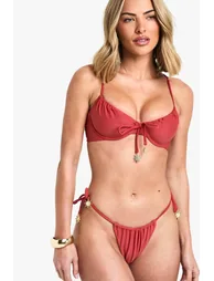 Sunshine Trim Underwired Bikini Top - burgundy