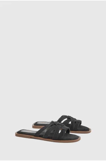Michelle Faux Suede Caged Slip-On Flat Sandals