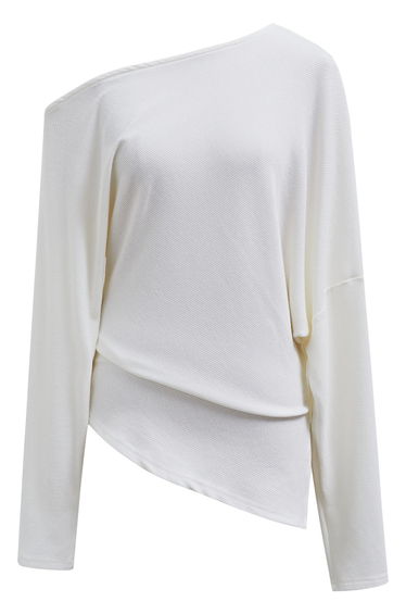 One-Shoulder Asymmetric Top in White