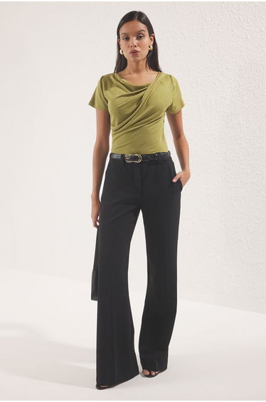 Oil Green Knitted Blouse