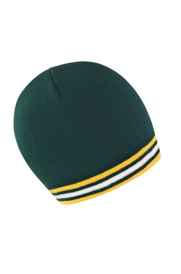 Result Unisex Winter Essentials National Beanie Hat - Green /Gold /White