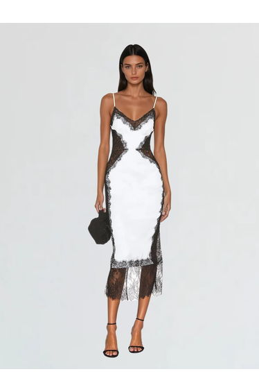 Latham Spaghetti Lace Midi Dress