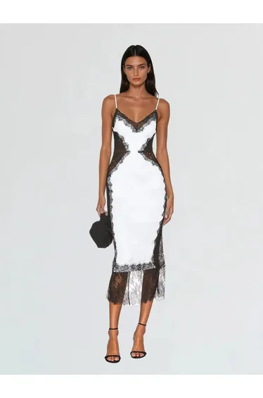 Latham Spaghetti Lace Midi Dress