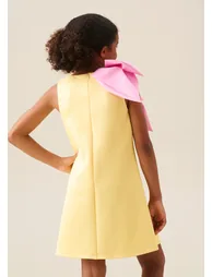 Thea Oversized Bow Shoulder Dress - Yellow - 2