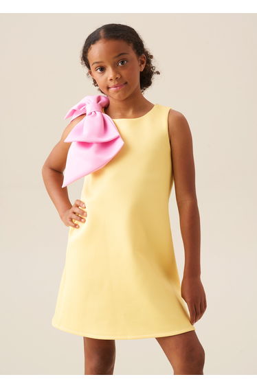 Thea Oversized Bow Shoulder Dress - Yellow