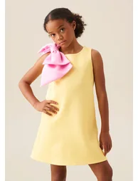 Thea Oversized Bow Shoulder Dress - Yellow - 3