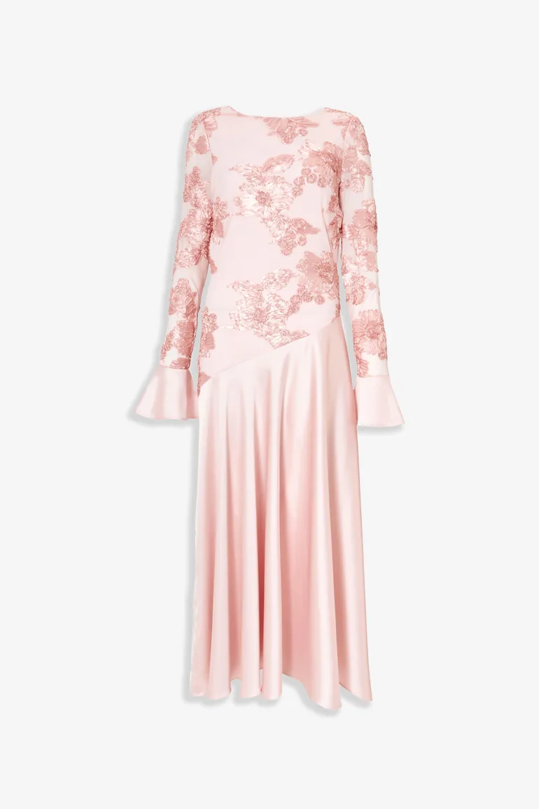 Pink Applique Detail Midaxi Dress - 3