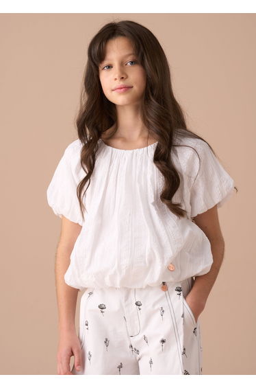 Michela White Puffball Top