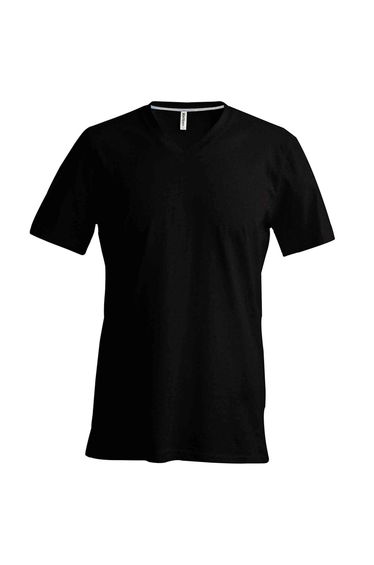 Kariban Mens Short Sleeve V Neck Slim Fit T-Shirt - Black
