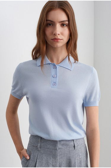 DILVIN Women's Polo Collar Button Blouse