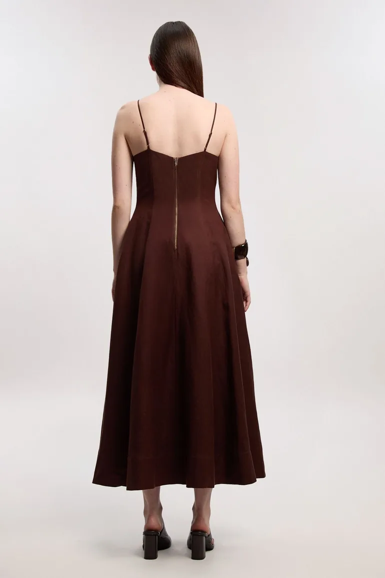 Viscose Linen Woven Maxi Prom Dress - 2