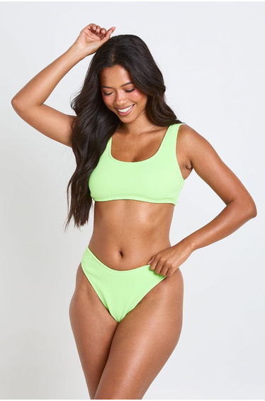 Textured Scoop Bikini Top - lime