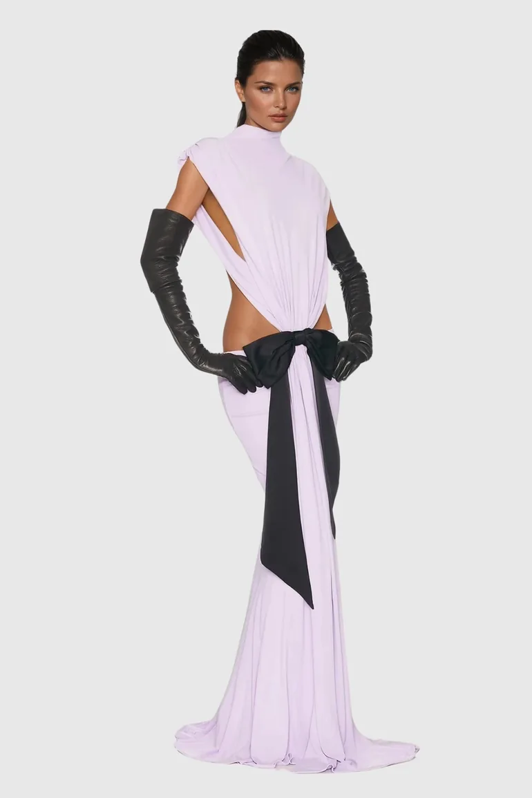 Borys Lace Up Cutout Bow Maxi Dress - 2