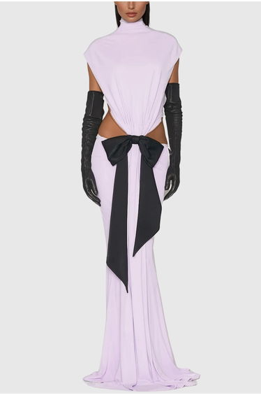 Borys Lace Up Cutout Bow Maxi Dress