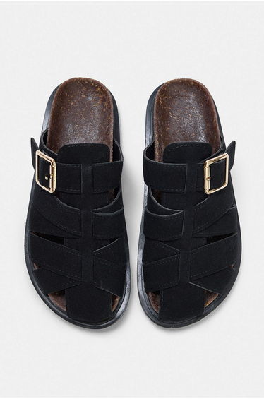 Black Suede Women's Fisherman Slippers