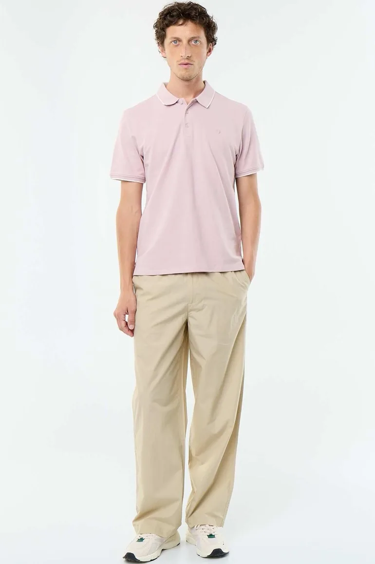 Plain Poplin Wide-Leg Trousers BEIGE