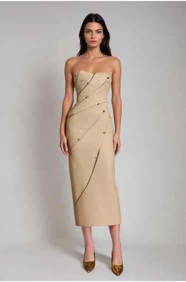 Davinia Strapless Asymmetric Maxi Dress