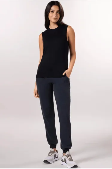Knitted Sleeveless Sweater - SEASONAL BLACK