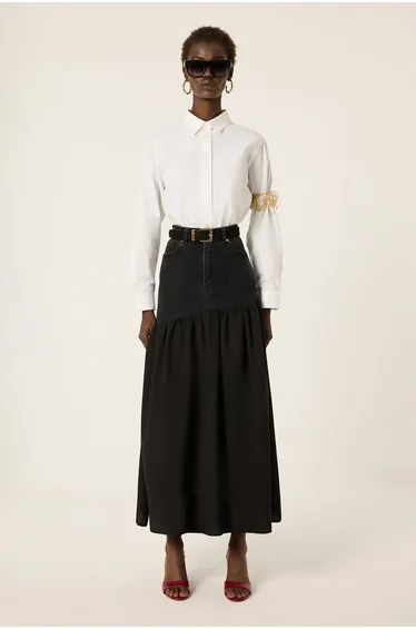 DENIM POPLIN SKIRT