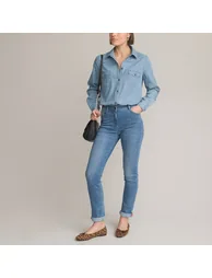 Lightweight Denim Shirt with Long Sleeves - 2