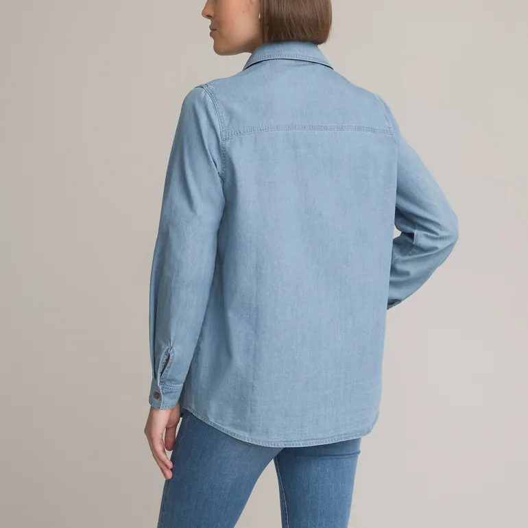 Lightweight Denim Shirt with Long Sleeves - 4