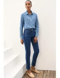 Lightweight Denim Shirt with Long Sleeves