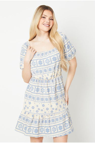 Blouson Waist Detail Mini Dress
