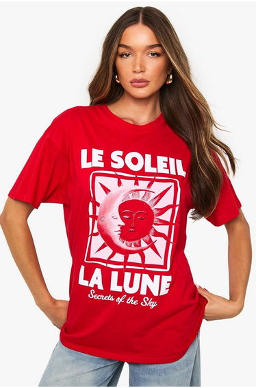 Le Soleil La Lune Printed T-Shirt - red