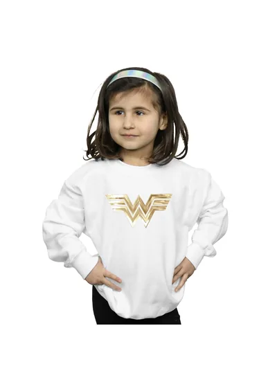 DC Comics Girls Wonder Woman 84 Gold Emblem Sweatshirt - White