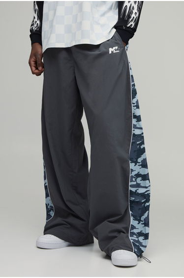 Tall Extreme Parachute Camo Panel Track Pants - grey