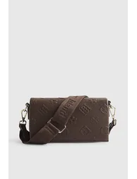 Brown Embossed Monogram Cross Body Bag - 2