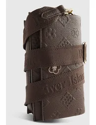 Brown Embossed Monogram Cross Body Bag - 3