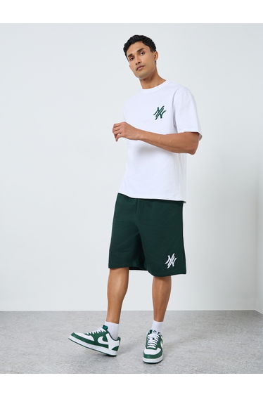 Men Minimal Print Oversized T-Shirt and Shorts Co-Ords