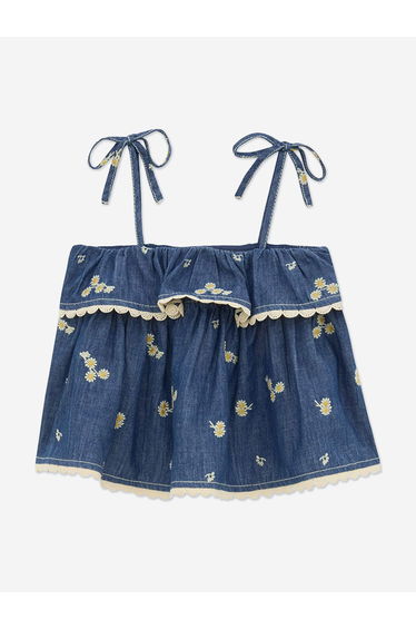 Zimmermann Girls Lucky Denim Top in Blue