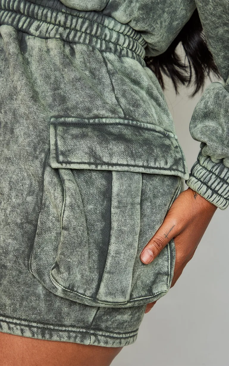 Shape Khaki Washed Oversized Hoodie Sweat Dress - 3