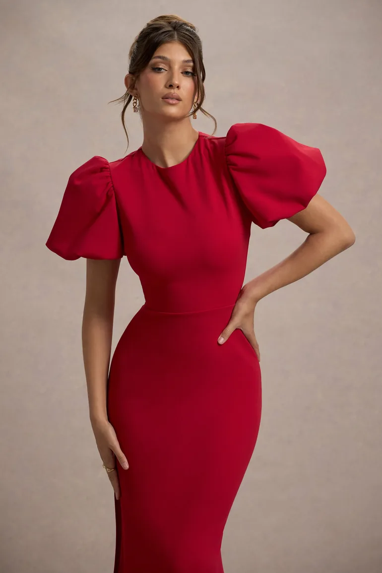 Love Letters | Red Puff-Sleeve Maxi Dress - 2
