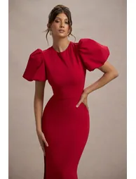 Love Letters | Red Puff-Sleeve Maxi Dress - 2