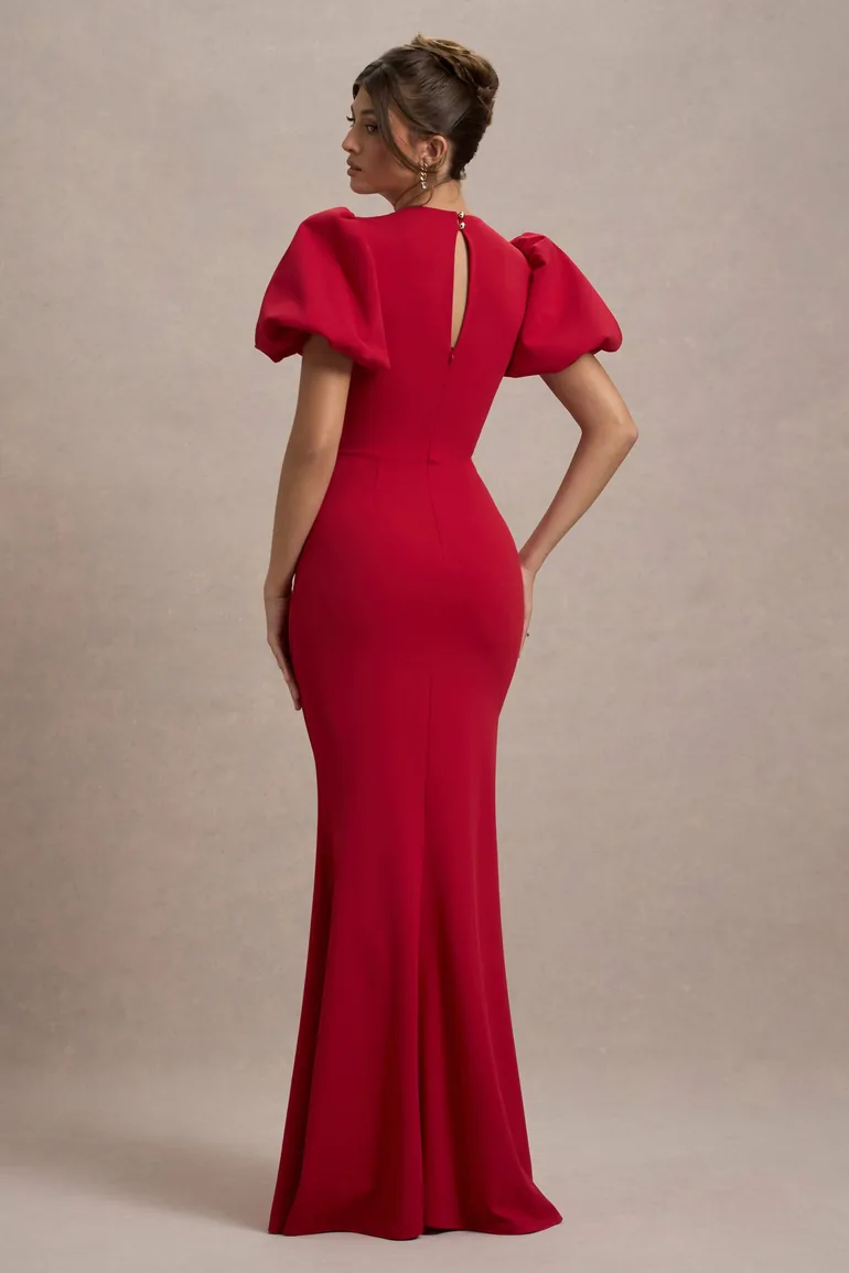 Love Letters | Red Puff-Sleeve Maxi Dress - 1