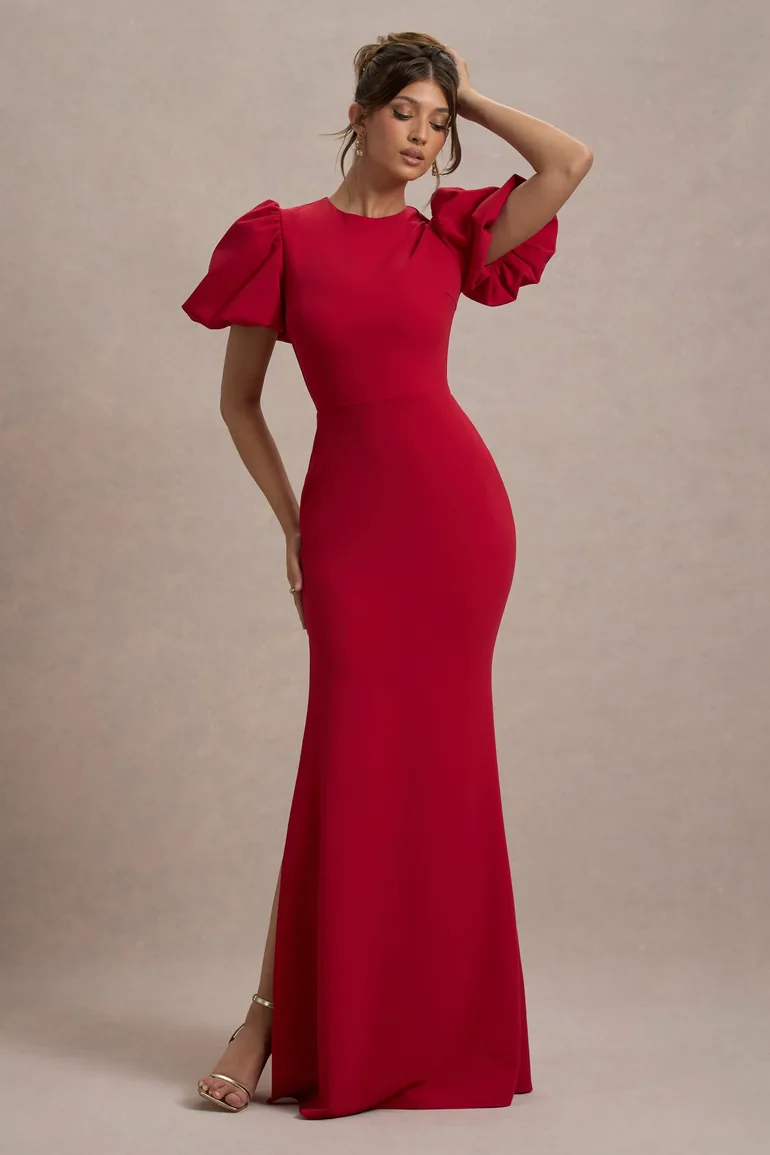 Love Letters | Red Puff-Sleeve Maxi Dress - 4