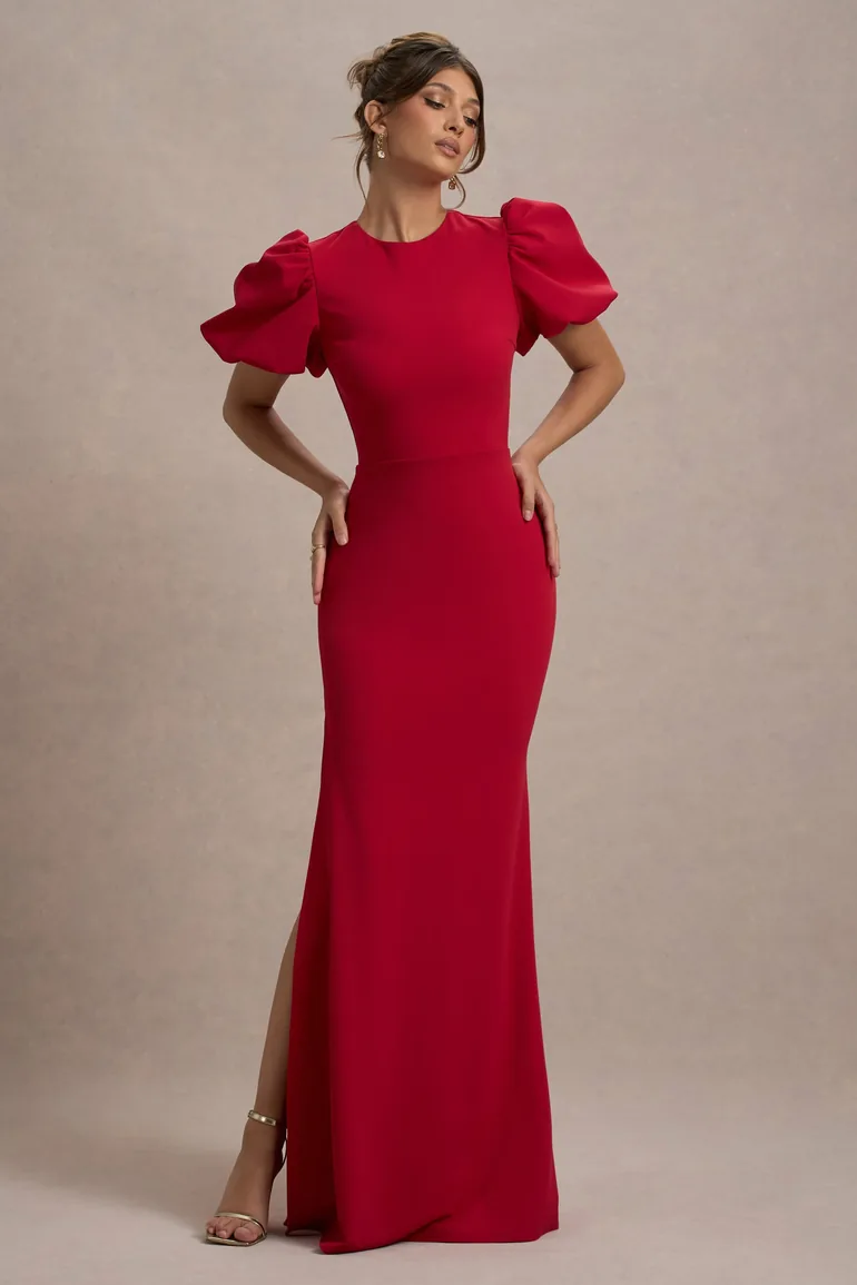 Love Letters | Red Puff-Sleeve Maxi Dress - 5