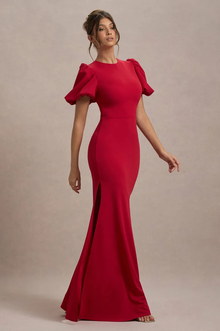Love Letters | Red Puff-Sleeve Maxi Dress - 3