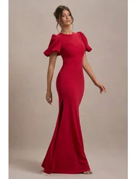 Love Letters | Red Puff-Sleeve Maxi Dress - 3
