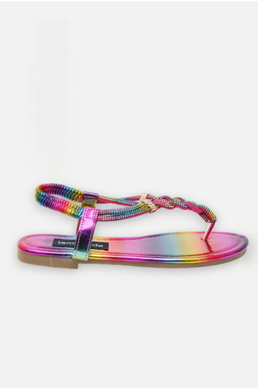 Lemonade Crystal Knot Twist Sandals Rainbow