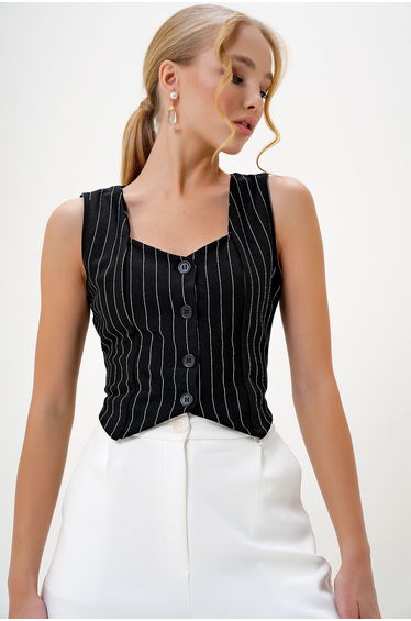 Trendyol Black Stripped Vest