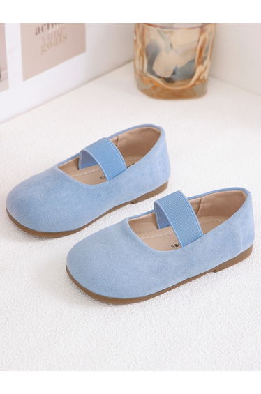 Girls Solid Suede Slip-On Ballerinas