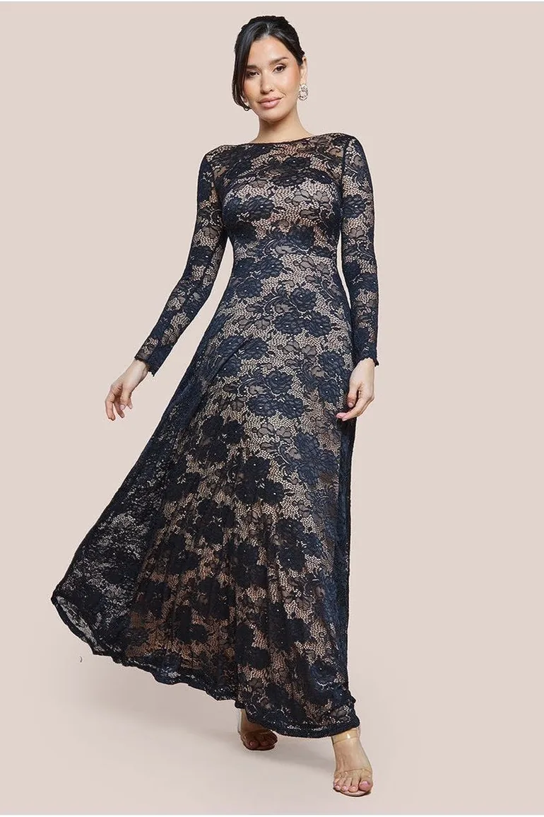 Goddiva Scalloped Lace A-Line Maxi Dress - Black Goddiva Multicolour :  Evening Dresses : VogaCloset Oman