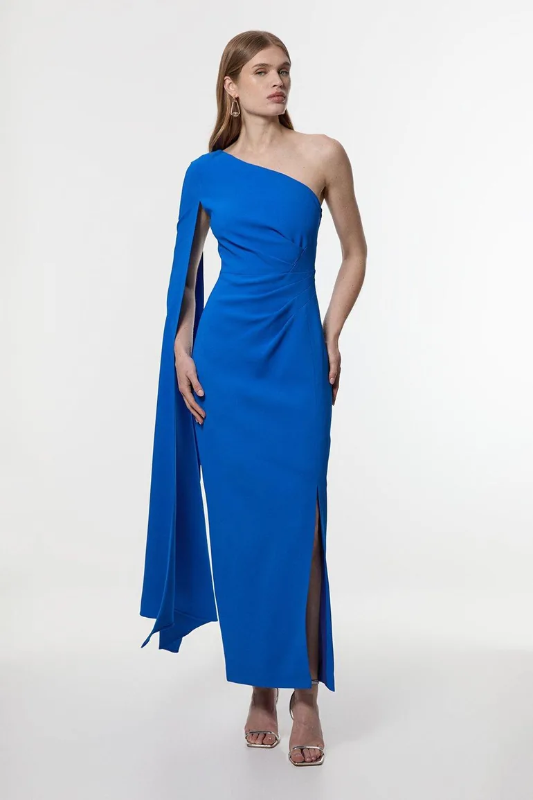 open lace back dress Nadia One Shoulder Maxi Dress