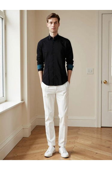 Men Solid Spread Collar Casual Shirt