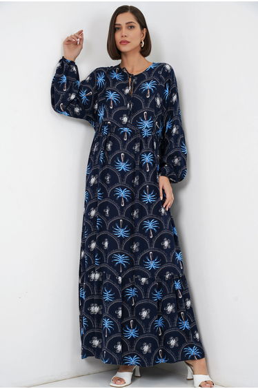 BDART Tropical Printed Maxi Dress with Button Closure