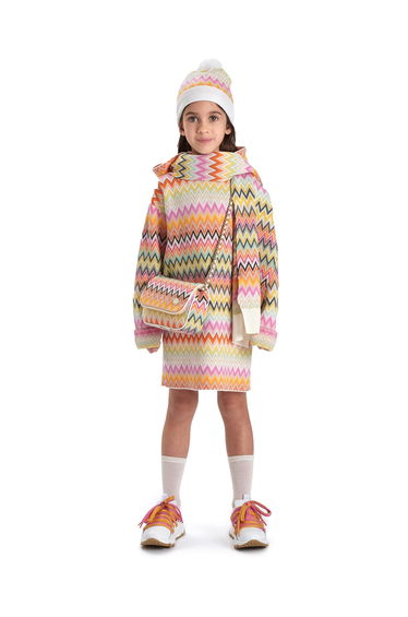 Girls Zigzag Bobble Hat in Multicolour